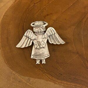 RETIRED Jeep Collins Cowgirl Angel Brooch, Sterling Silver